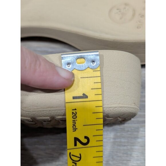 Crocs Women’s Size 8 Cobbler Slide Slip On Sandal Comfort Shoe Tan & White - Picture 9 of 16